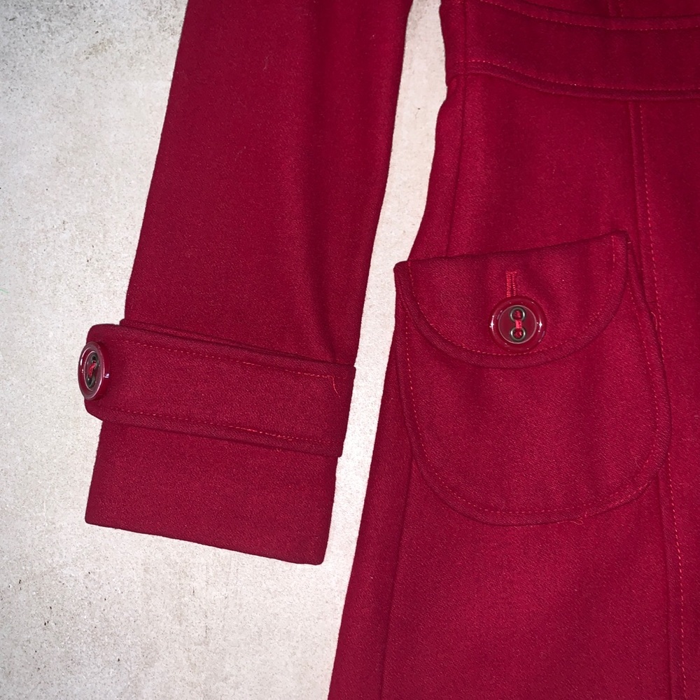 Anthropologie tulle red wool pea coat (XS) - Picture 2 of 4